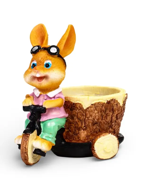 Фигурное кашпо 13 х 9 х 15см  "Заяц на велосипеде"