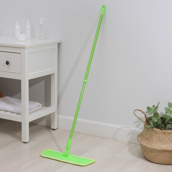 Швабра для мытья пола плоская Доляна, насадка на липучке из микрофибры 40×14 см, 40 гр, телескопическая ручка 80(120) см Швабра для мытья пола плоская Доляна, насадка на липучке из микрофибры 40×14 см, 40 гр, телескопическая ручка 80(120) см