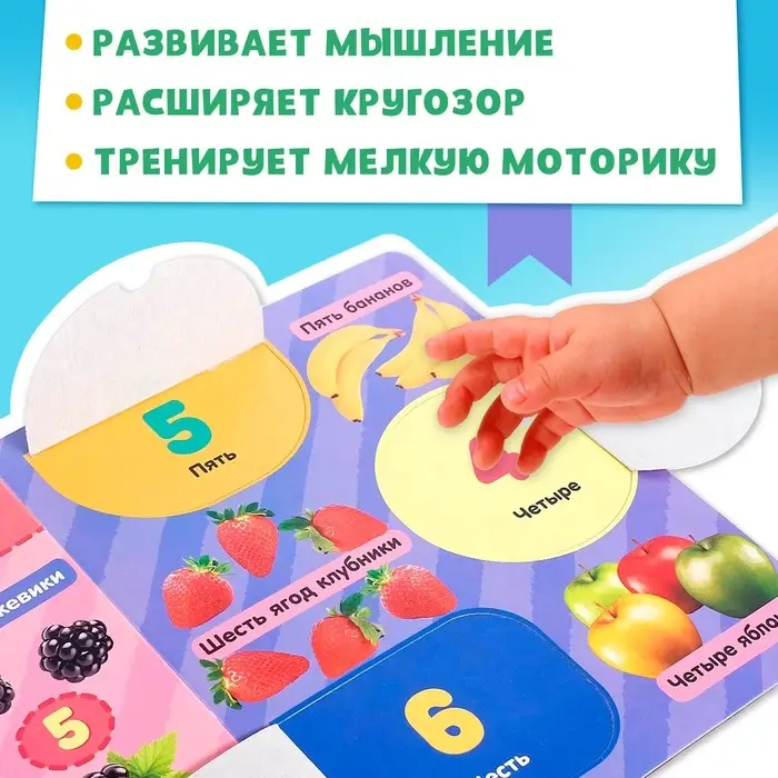 Книжка картонная с окошками &laquo;Цифры&raquo;, 10 стр.