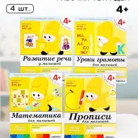 Рабочие тетради &laquo;Математика, прописи, развитие речи, уроки грамоты&raquo;, средняя группа 4+, набор 4 шт.