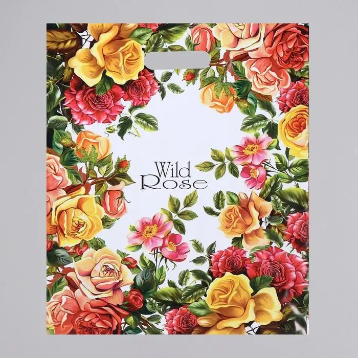 Пакет «Дикая роза», полиэтиленовый с вырубной ручкой, 80 мкм, 40×50 см Пакет «Дикая роза», полиэтиленовый с вырубной ручкой, 80 мкм, 40×50 см