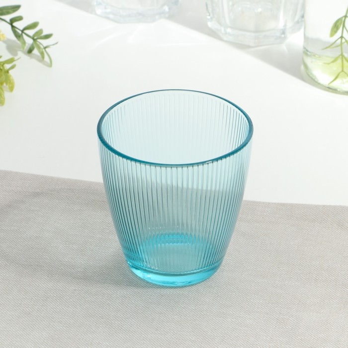 Стакан низкий стеклянный «Концепто Страйпи», 250 мл, цвет бирюзовый Стакан низкий стеклянный «Концепто Страйпи», 250 мл, цвет бирюзовый