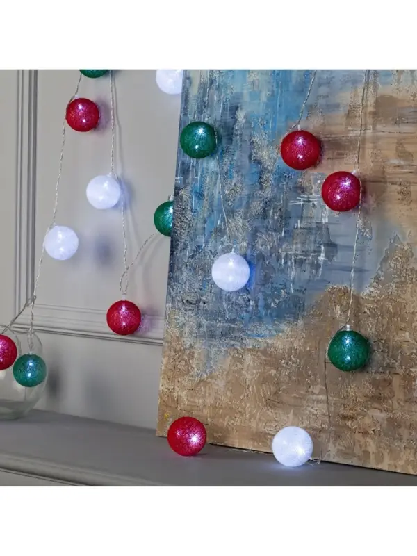 Гирлянда &laquo;Нить&raquo; 5 м с насадками &laquo;Клубки лесные&raquo;, IP20, прозрачная нить, 20 LED, свечение белое, 220 В