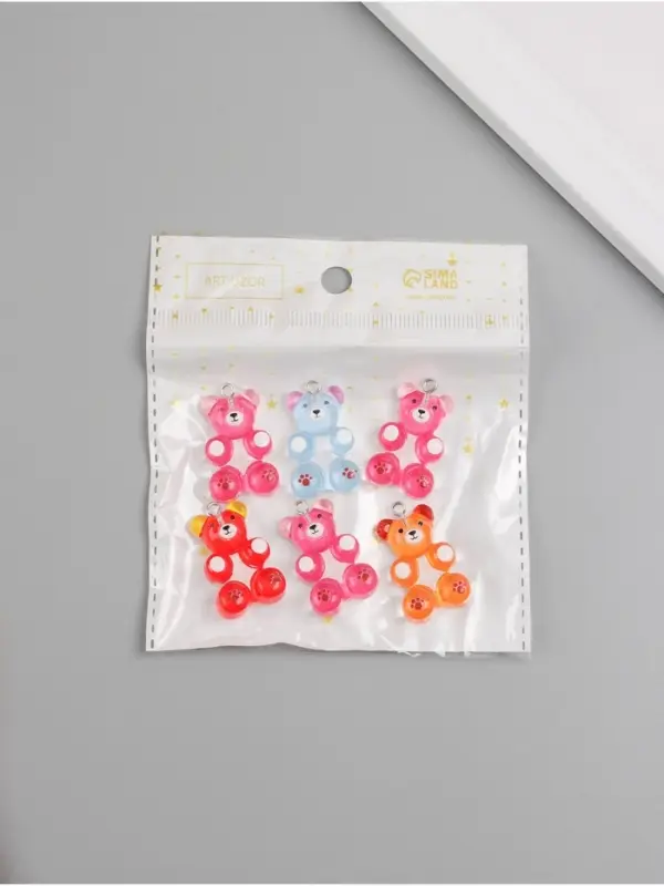 Подвеска для творчества акрил Подвеска для творчества акрил "Мишка леденцовый" МИКС 3,1х2х1 см