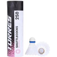 Воланы для бадминтона TORRES 250(нейл/проб)/уп.6шт.белый/сред.скор./BD23109