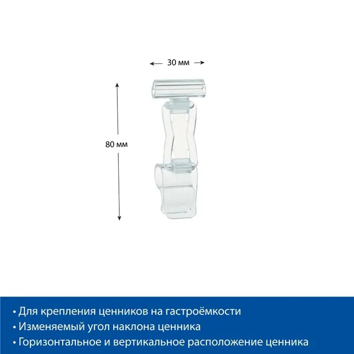 Ценникодержатель &laquo;Дели&raquo;, с зажимом для гастроёмкостей, 2&times;2&times;4 см, прозрачный