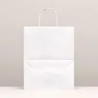 Пакет крафт без печати, белый, круглая ручка 24&times;14&times;28 см