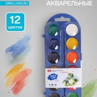 Краски акварельные медовые &laquo;ЗХК. Я - Художник!&raquo;, 12 цветов, в пластиковом пенале, без кисти