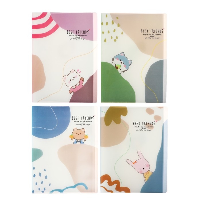 Папка формат А4, с 40 прозрачными файлами Папка формат А4, с 40 прозрачными файлами "Зверята", МИКС