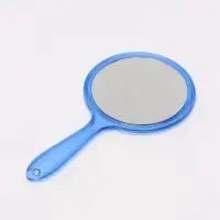 Зеркало с ручкой, двустороннее, с увеличением х2, 14.5&times;26.5 см, (d=12.5 см), синее