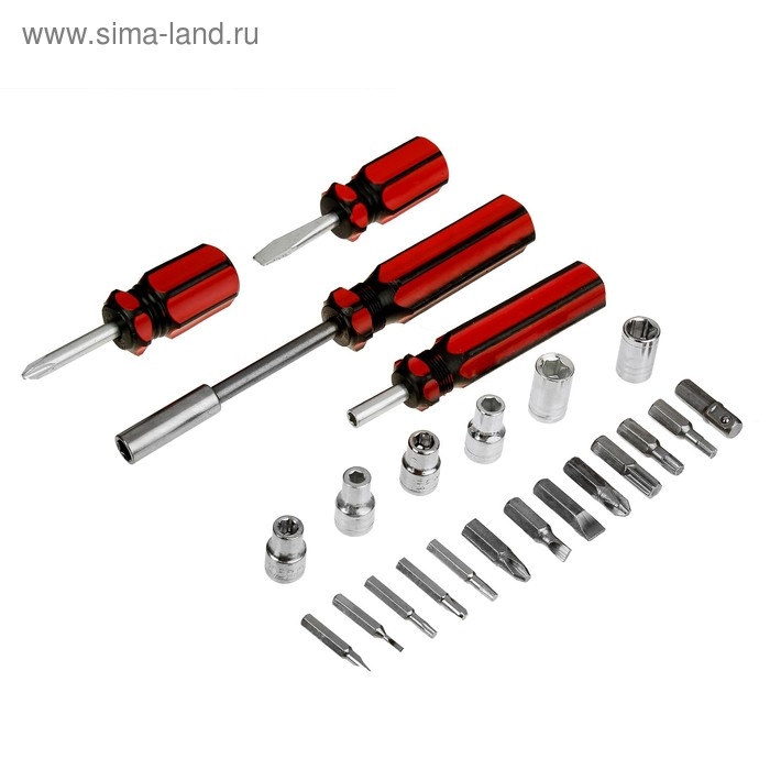 Отвертки с набором бит и головок ЛОМ, пластиковые рукоятки, 23 предмета Отвертки с набором бит и головок ЛОМ, пластиковые рукоятки, 23 предмета