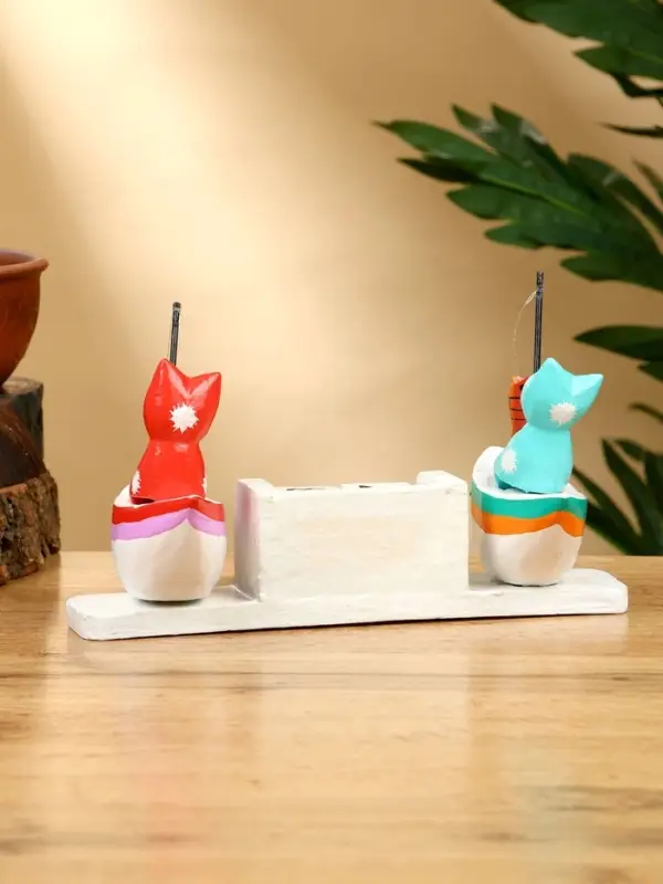 Календарь настольный «Котики рыбаки», 19×10×10 см, дерево