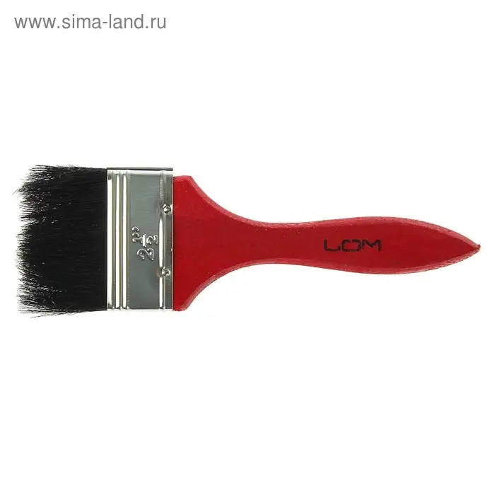 Кисть плоская ЛОМ, смешанная щетина, деревянная рукоятка, 2.5 Кисть плоская ЛОМ, смешанная щетина, деревянная рукоятка, 2.5", 63 мм