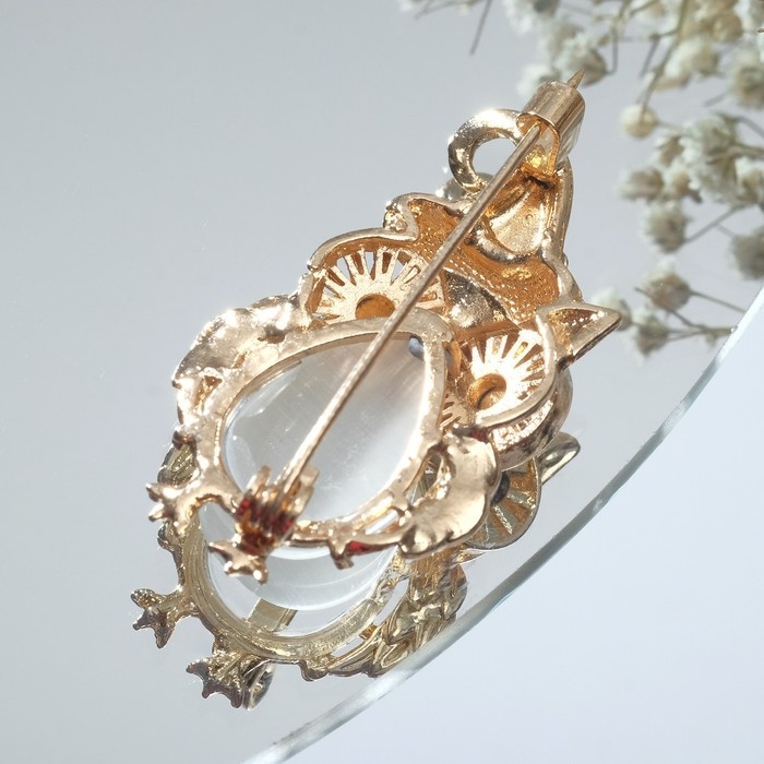 Брошь &laquo;Филин&raquo; в колпачке, цвет чёрно-белый в золоте