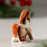 Сувенир Лошадка малая, 4,5х4 см, гжель, цвет