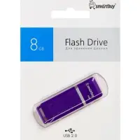Флешка Smartbuy Quartz series Violet, 8 Гб, USB 2.0, чтение до 25 Мб/с, запись до 15 Мб/с, фиолетовая