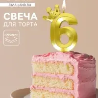 Свеча для торта &laquo;Корона&raquo; цифра 6