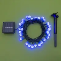 Гирлянда &laquo;Нить&raquo;, 4.5 м, уличная, с насадками &laquo;Шарик&raquo;, IP44, 30 LED, 2 режима, солнечная батарея, тёмная нить, свечение синие