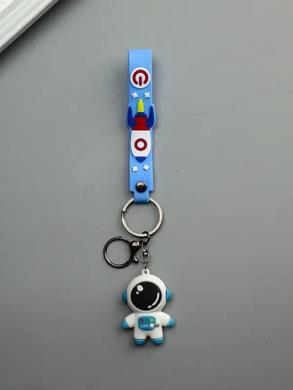 Брелок для ключей на кольце &laquo;Космонавт в бело-голубом скафандре&raquo;, с браслетом и карабином, 4.5&times;2.4&times;3.2 см МИКС