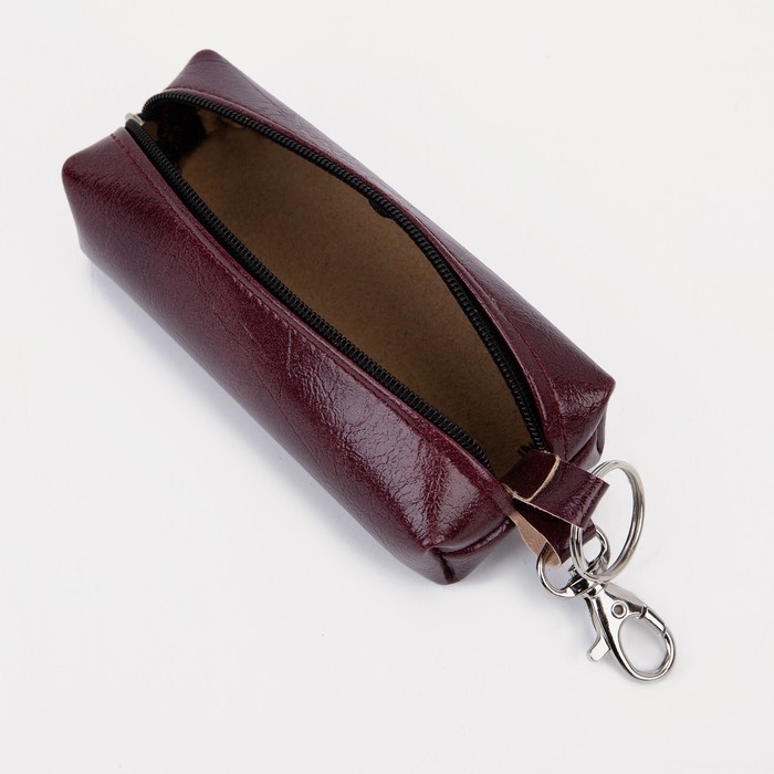 Ключница на молнии, длина 13 см, кольцо, карабин, цвет бордовый Ключница на молнии, длина 13 см, кольцо, карабин, цвет бордовый
