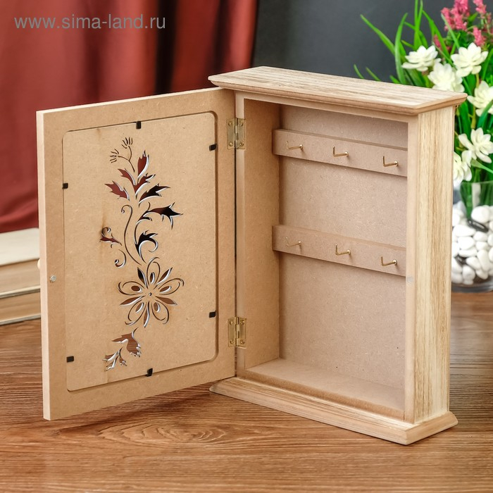 Ключница дерево 6 крючков Ключница дерево 6 крючков "Бабочки на цветке" 25,5х6,5х20,5 см