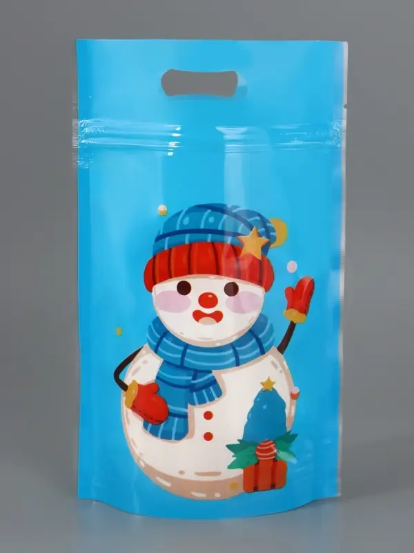 Пакет подарочный, с zip-lock застежкой,  Пакет подарочный, с zip-lock застежкой, "Снеговик и его друзья", 15х22см МИКС