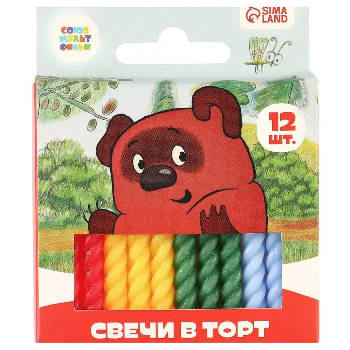 Свечи для торта «Винни-Пух», 12 штук, Союзмультфильм Свечи для торта «Винни-Пух», 12 штук, Союзмультфильм
