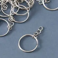 Основа для брелока кольцо с цепочкой, металл под серебро, 2.5&times;2.5 см, набор 40 шт.