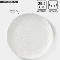 Тарелка обеденная &laquo;Воздушность&raquo;, d=25.5 см, керамика, белая