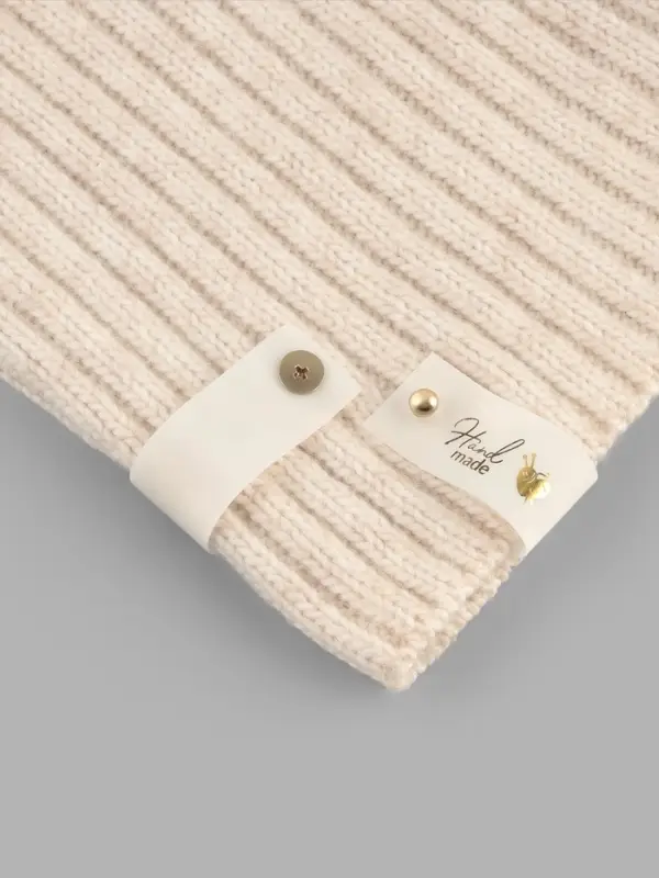 Бирка с кнопкой Hand made, 8&times;1.8 см, 10 шт., цвет золотой, белый