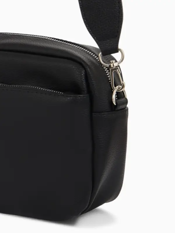 Сумка женская кросс-боди TEXTURA на молнии, 16&times;7&times;17 см, чёрная