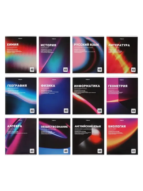 Комплект 12 предметных тетрадей 48 листов, справочная информация, 60гр, Отражения