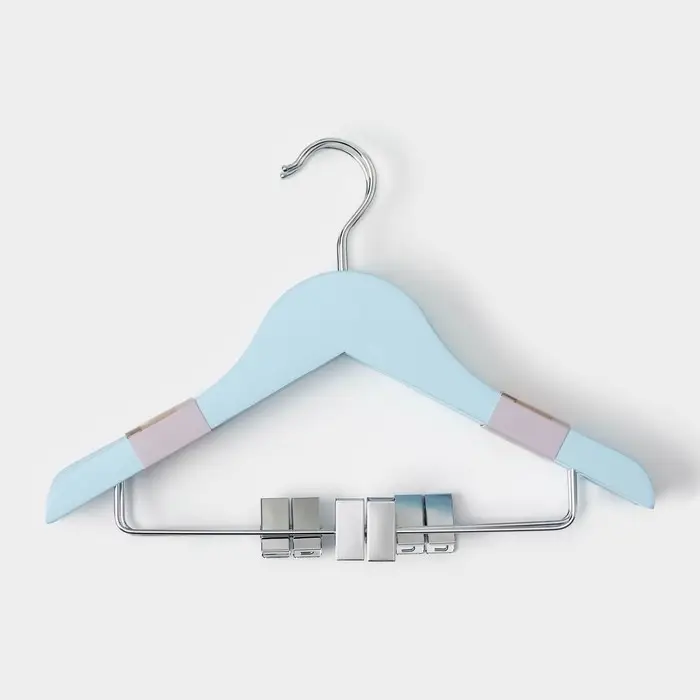 Плечики - вешалки для одежды LaDо́m, 3 шт., детские, с зажимами, 31.5&times;21.5 см, голубые