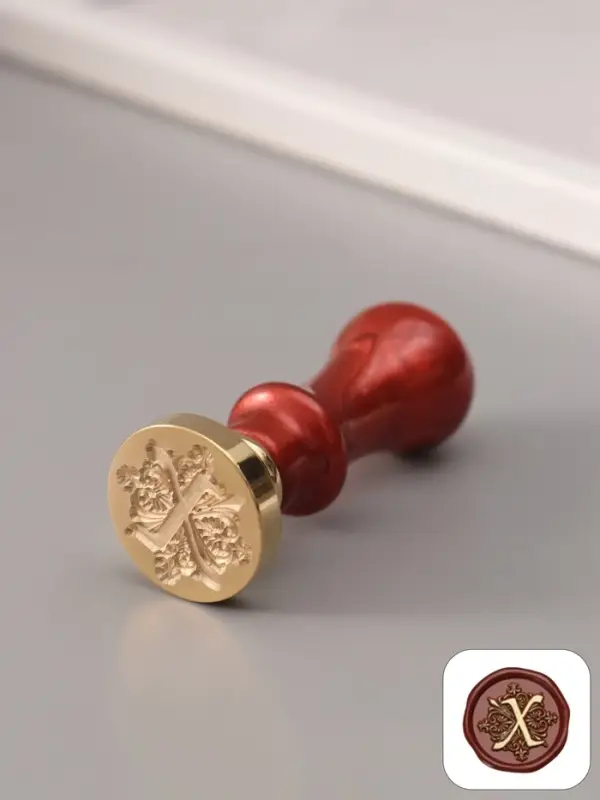 Печать для сургуча с пластиковой ручкой &laquo;Буква X на вензеле&raquo;, 2.5&times;2.5&times;6.3 см
