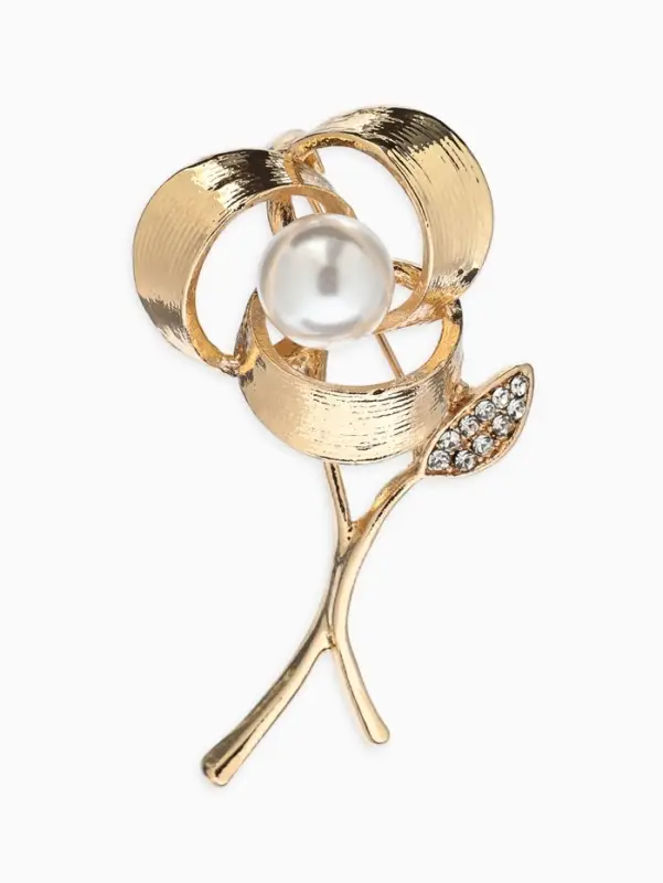 Брошь &laquo;Цветок&raquo; тринити, жемчуг, цвет белый в золоте