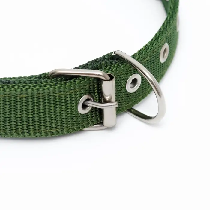 Ошейник &laquo;Комфорт&raquo; комбинированный (полиэстер, искусственная кожа), 55&times;2.5 см, ОШ 40-50 см, зелёный