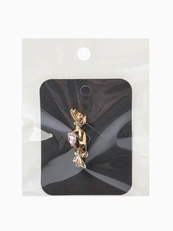 Брошь &laquo;Конфета&raquo; кристалл сердце, цвет розовый в золоте