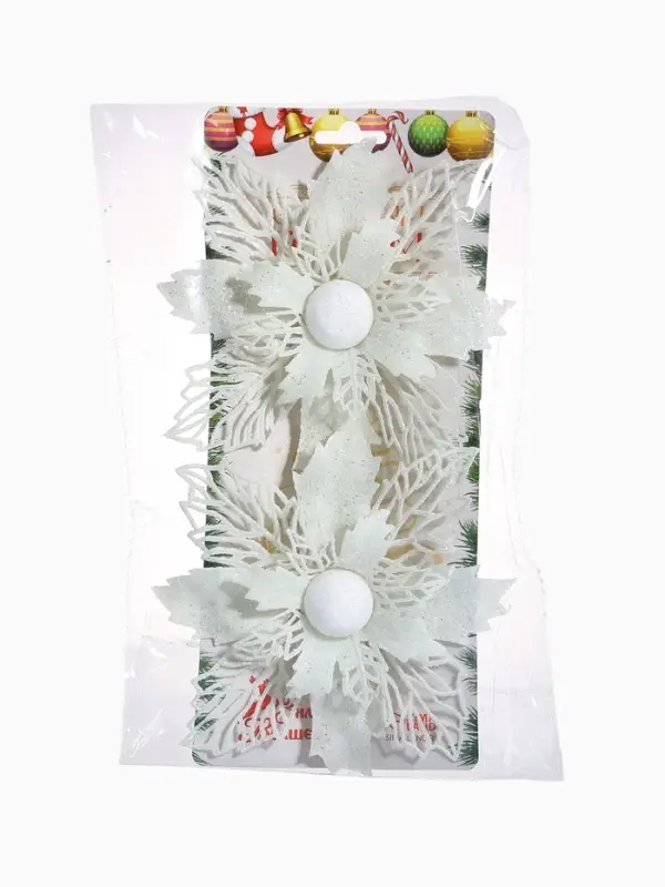 Ёлочные игрушки 2 шт. &laquo;Зимнее волшебство. Снежный цветок&raquo; пластик, 15 см, белый