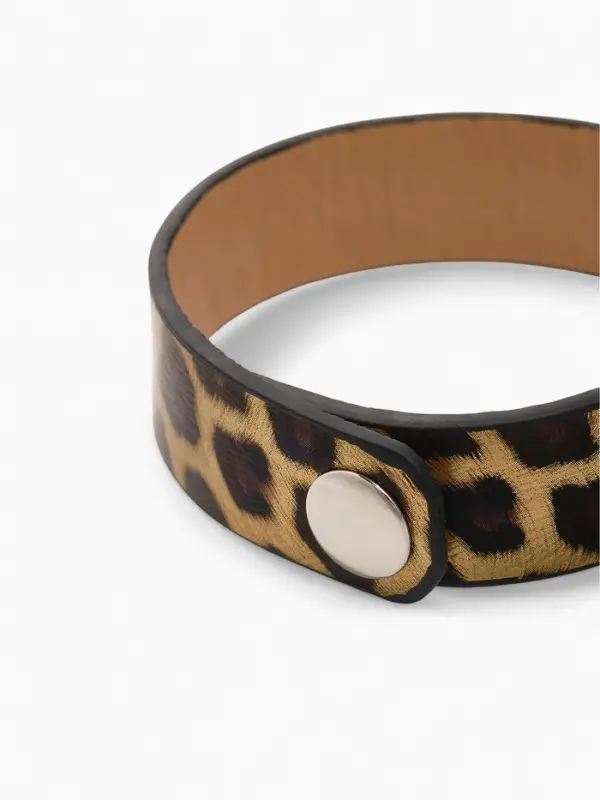 Браслет кожаный &laquo;Сафари. Леопард&raquo;, 22 см, чёрный, золотой