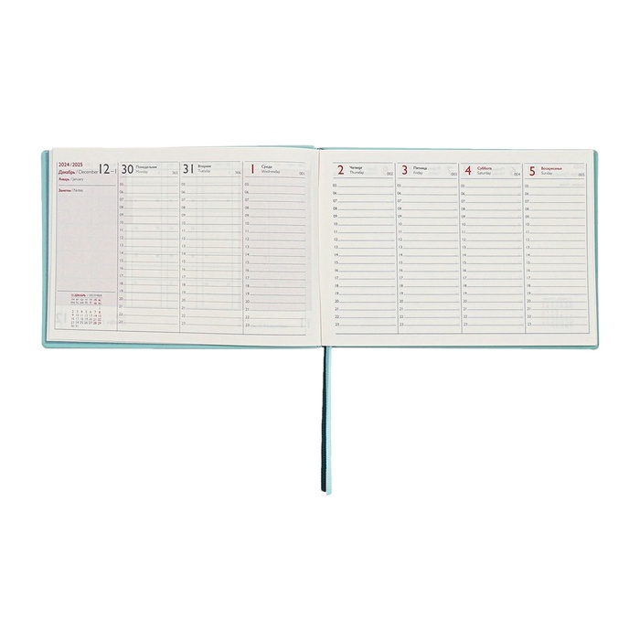 Еженедельник датированный 2025 года, 181х127 мм, 64 листа ESCALADA, мягкая обложка из искусственной кожи, блинтовое тиснение, кремовый блок 70 г/м², зелёный Еженедельник датированный 2025 года, 181х127 мм, 64 листа ESCALADA, мягкая обложка из искусственной кожи, блинтовое тиснение, кремовый блок 70 г/м², зелёный