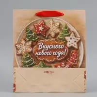 Пакеты подарочные крафтовые &laquo;Новогодние чудеса&raquo;, набор 5 штук, M 26&times;30&times;9 см