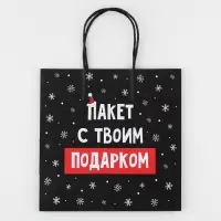 Пакет подарочный новогодний &laquo;Твой подарок&raquo;, 22&times;22&times;11 см