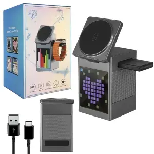 Беспроводное зарядное устройство с портативной Bluetooth колонкой 3 в 1 S5