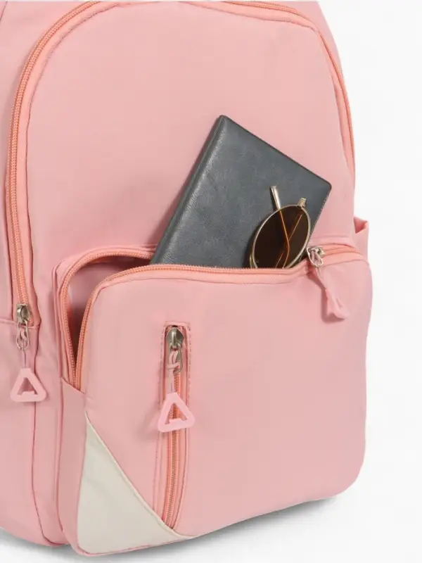 Рюкзак школьный на молнии, с отделами, карманами, размер 31&times;18&times;44 см, розовый