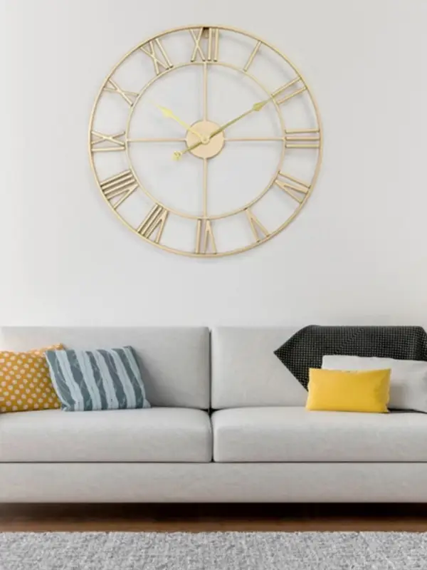 Часы настенные интерьерные, серия: Лофт, бесшумные, плавный ход, d=60 см, золотистые, от батарейки 1&times;АА