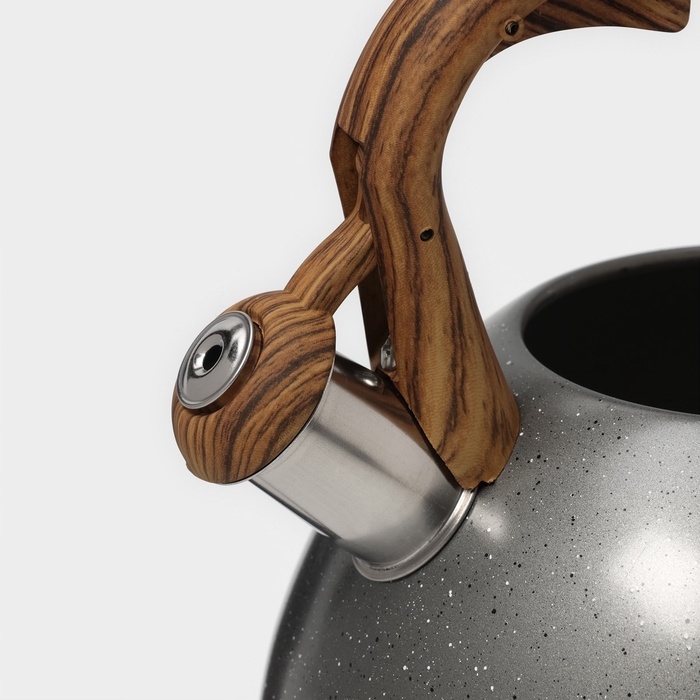 Чайник со свистком из нержавеющей стали Magistro Stone, 2,7 л, ручка soft-touch, индукция, цвет серый Чайник со свистком из нержавеющей стали Magistro Stone, 2,7 л, ручка soft-touch, индукция, цвет серый