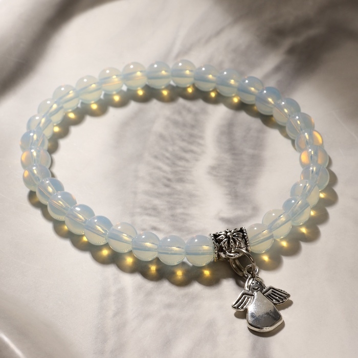 Браслет с подвеской МИКС шар №6 «Лунный камень» матовый Браслет с подвеской МИКС шар №6 «Лунный камень» матовый