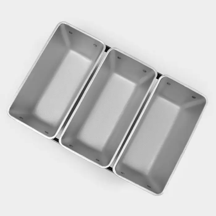 Форма для хлеба, 2.5&times;21&times;10 см, прямоугольная, 3-х секционная, литой алюминий
