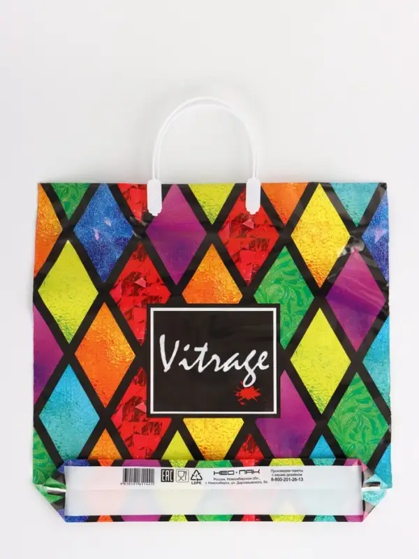 Пакет Пакет "Витраж, полиэтиленовый, пластиковая ручка 37х35 см 90 мкм