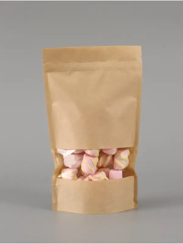 Дой пак бумажный крафт с окном 135х225